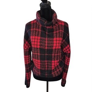 No Boundaries Red Black Plaid Turtleneck Sweater Size Large